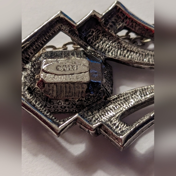 💜 Avon Necklace  Faux Marcasite Vintage simulated amethyst signed 12" chain - Picture 3 of 9